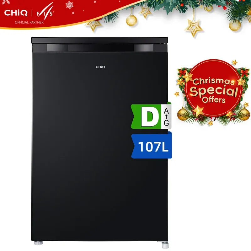 CHiQ Ein-Tür-Kühlschrank 107L, Mit Mini-Gefrierfach, Platzsparendem Design (0,3m2 Stellfläche), 7 Temperaturstufen, Leiser Betrieb, Schwarz, EEK D, Für Küche/Haushalt/Wohnung, CTT107BD, 2025