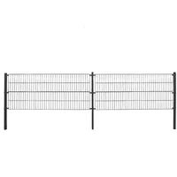 Home Deluxe Doppelstabmattenzaun MORATA Höhe: 120 cm / Länge: 10 m ohne Eckpfosten I Gartenzaun, Mattenzaun - Dunkelgrau