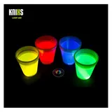 KNIXS 4er Set - Knicklicht Würfel-Becher/Becher 250ml im 4-Farb-Mix (rot, gelb, grün, blau) Leuchtend für Spiele, Party, Festival oder als Dekoration - ohne Spielwürfel