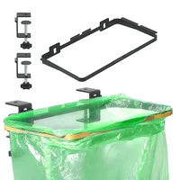 Müllsackhalter mit Klemmring, Tragbar Hängender Müllsackhalter aus Edelstahl, 30x15cm, 5.5cm Einstellbar Müllbeutelhalter für Tischhalterung, Müllsackständer für Küche Wohnmobile und Camping