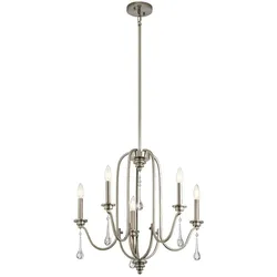 Licht-Erlebnisse Pendelleuchte ZINNIA 5x E14 bis 60W Farbe: Nickel Material: Stahl, Kristall LE121211