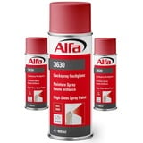 Alfa Lackspray 400 ml für Innen und Außen - Sprühlack zum Lackieren und Dekorieren, hohe Deckkraft Farbspray, Sprühdose, Made in Germany (12, RAL 3000 Feuerrot Hochglanz)