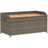 vidaXL Bank mit Stauraum Grau 100x50x52 cm Poly Rattan Akazienholz