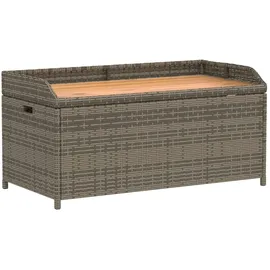 vidaXL Bank mit Stauraum Grau 100x50x52 cm Poly Rattan Akazienholz