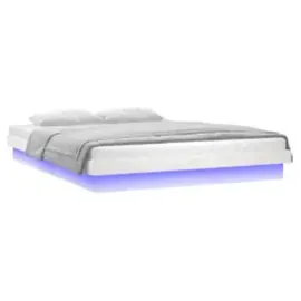 vidaXL Bettgestell mit LED 160 x 200 cm weiß