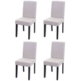 MCW 4er-Set Esszimmerstuhl Stuhl Küchenstuhl Littau ~ Textil, creme-beige, dunkle Beine