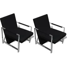vidaXL Sessel 2 Stk. Kunstleder 53 x 73 x 53 cm Schwarz mit Liegeposition