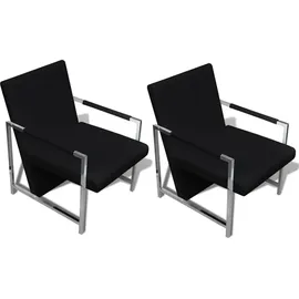 vidaXL Sessel 2 Stk. Kunstleder 53 x 73 x 53 cm Schwarz mit Liegeposition