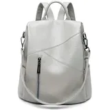 DIRRONA Damen Rucksack Beiläufig Diebstahlschutz Daypack Reise Wasserdicht Büro Geschäftsreise PU Leder Cabrio Multifunktion Große Rucksack Schultertaschen Grau