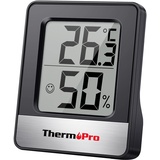 ThermoPro TP49B digitales Mini Thermo-Hygrometer Thermometer Hygrometer innen Temperatur und Luftfeuchtigkeitmessgerät mit Smiley-Indikator für Raumklimakontrolle, Schwarz