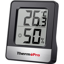 ThermoPro TP49B digitales Mini Thermo-Hygrometer Thermometer Hygrometer innen Temperatur und Luftfeuchtigkeitmessgerät mit Smiley-Indikator für Raumklimakontrolle, Schwarz