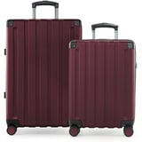 Hauptstadtkoffer Q-Damm - 2er Kofferset, Trolley-Set, TSA, Rollkoffer, Reisekoffer, (S & M), Burgund