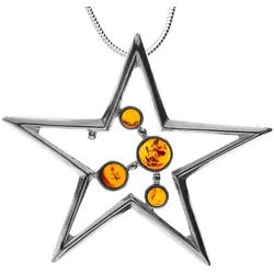 Kette mit Anhänger OSTSEE-SCHMUCK "Ostsee-Schmuck Kette mit Anhänger Stern Kette mit Anhänger Stern" Gr. 50, silber (silberfarben), Halsketten, Damen, 50cm, Silber 925 (Sterlingsilber), L: 42cm