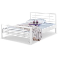 BedBox Metallbett Lola, zeitloses stabiles Metallbett, pulverbeschichtetes Metall weiß 140 cm x 200 cm