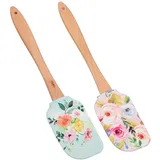 KICHOUSE 2stücke Silikon Schaber Mit Holzgriff Für Backen Und Desserts Wiederverwendbarer Kuchenschaber Für Haushalt Verschleißfester Backspatel