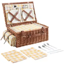 casa.pro Picknickkorb Brindisi Komplettset für 4 Personen 40 x 30 x 20 cm braun