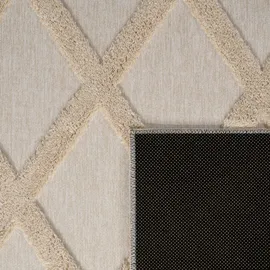 Paco Home Teppich Wohnzimmer Schlafzimmer Kurzflor, Uni Farben, 3D-Design, Rauten Muster, Hoch-Tief Effekt