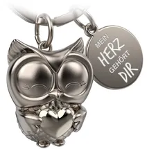 FABACH Eule Owly mit Herz und Gravur - Süßer Schlüsselanhänger Eule - Freundschaft und Liebe Glücksbringer aus Metall für Frauen - Mein Herz gehört dir