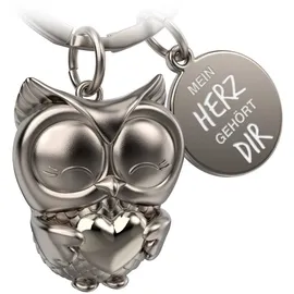 FABACH Eule Owly mit Herz und Gravur - Süßer Schlüsselanhänger Eule - Freundschaft und Liebe Glücksbringer aus Metall für Frauen - Mein Herz gehört dir