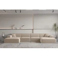 Fun Möbel Wohnlandschaft U-Form CELES PREMIUM in Stoff Opera Velvet Sand