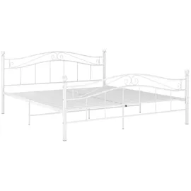 furnicato Bett Weiß Metall 140x200 cm