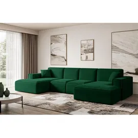 altdecor Wohnlandschaft, Grün, Textil, 6-Sitzer, U-Form, 349x80x169 cm, Wohnzimmer, Sofas - Couches, Wohnlandschaften, Wohnlandschaften in U-Form