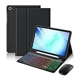 Harvopu Schutzhülle für Galaxy Tab A11 Plus/A9 Plus 27,9 cm (11 Zoll) mit Tastatur, kabellose Maus, Hintergrundbeleuchtung, abnehmbare Tastatur, schmutzabweisend, Abdeckung mit Stifthalter, für Galaxy