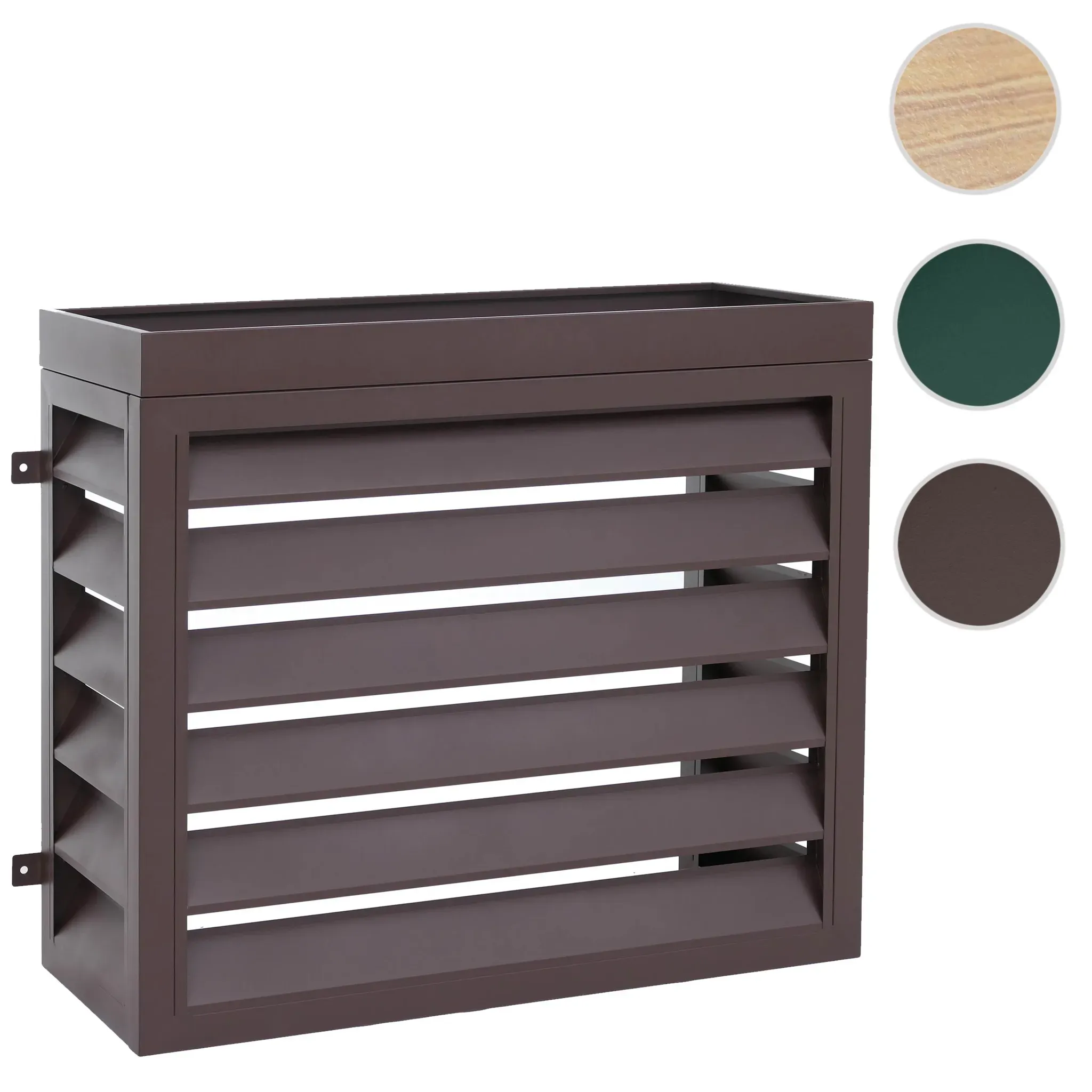 Verkleidung für Klimaanlage/Wärmetauscher HWC-O43 mit Pflanzkasten, Abdeckung, Metall 80x97x38cm ~ dunkelbraun