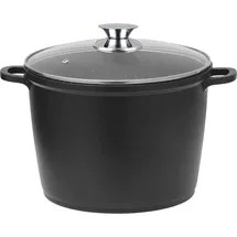 rukauf Topf Kochtopf, 10 Liter, Aluminiumlegierung, mit Antihaftbeschichtung, Schmortopf, D:28 cm, H: 20 cm, Schwarz