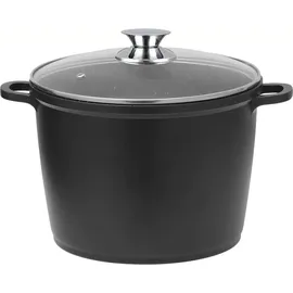 rukauf Topf Kochtopf, 10 Liter, Aluminiumlegierung, mit Antihaftbeschichtung, Schmortopf, D:28 cm, H: 20 cm, Schwarz