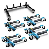 Bituxx Rangierwagenheber 4x Bituxx Rangierhilfe inkl. Wagenheber Blau mit Transportständer, Spar-Set, 5-tlg., MS-19386 blau|schwarz|silberfarben