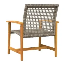 vidaXL Gartenstühle 2 Stk. Grau Poly Rattan und Akazienholz