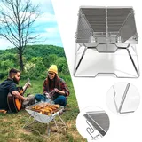 Jiubiaz Faltbarer Lagerfeuer-grill Mobiler Tragbarer Holzkohlegrill 304 Edelstahl Für Das Kochen Im Freien