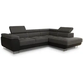 Sofnet Eckcouch Textil 5-Sitzer Schwarz/Grau