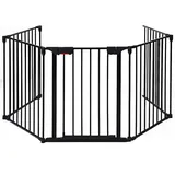 Kaminschutzgitter Metall 5 in 1 Absperrgitter inkl. Schwing Tür Konfigurationsgitter faltbar Schutzgitter, Kindergitter wandmontierbar/freistehend