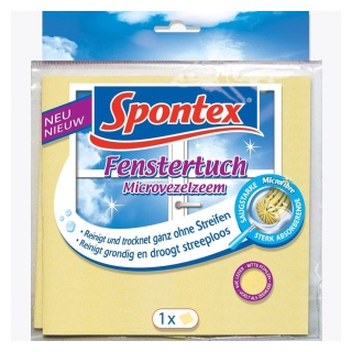 Spontex Mikrofaser Fenstertuch, Reinigungstuch für Fenster, Spiegel, Fliesen und Glasflächen, 1 Packung = 1 Fenstertuch
