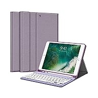 Fintie Tastatur Hülle für iPad Air 5 2022 / iPad Air 4 2020 10.9 Zoll, Soft TPU Rückseite Gehäuse Schutzhülle mit Stifthalter, magnetisch Abnehmbarer Bluetooth Tastatur mit QWERTZ Layout, Lavendel