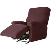 GUYIRT Wasserdicht Recliner Cover, Sofabezug 1-Sitzer-Liegestuhl, 4 Stück Weicher Möbelschutz Für Elektrischen Manuellen Liegesessel-dunkler Kaffee