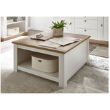 Lomadox Landhaus Couchtisch mit Klappe & Stauraum im Design in Pinie weiß Wotan Eiche b/h/t 95/50/95cm