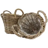 Spetebo Weide Pflanzkorb 2er Set Grau - 20 Cm / Mini - Rattan Blumentopf