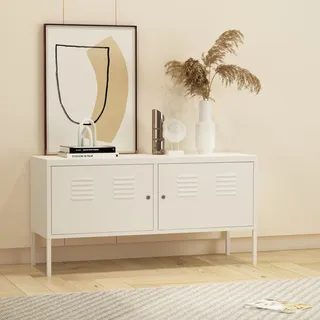 Sideboard Pyhtää 118x40x60cm Stahl Weiß