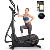 Merach Heimtrainer Crosstrainer, Ellipsentrainer für Zuhause mit App, 16 Widerstandstufen, mit Bluetooth, bis 180kg belastbar - Schwarz