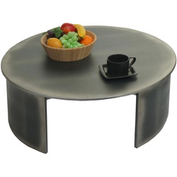 Couchtisch MCW-L74, Beistelltisch Wohnzimmertisch, MVG-zertifiziert Industrial, rund Ø80cm, Metall-Optik gebürstet