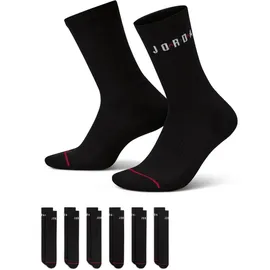 Nike Jordan Everyday Crew Socken 6er Pack Schwarz/Rot/Weiß L