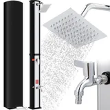 Liferun - 35L Solardusche, Solar Gartendusche inkl. 360° Duschkopf, Wasserhahn, Gartenschlauch-Anschluss & Schutzhaube, Pooldusche Camping, warmes