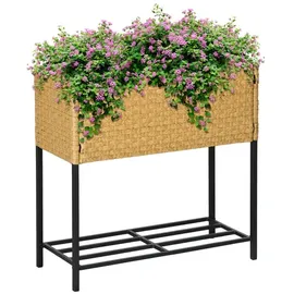Outsunny Poly Rattan Hochbeet 70 x 30 x 70 cm Sand