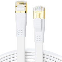 DDMALL CAT 8 Ethernet Kabel 5m, Hochgeschwindigkeit 40Gbps 2000MHz SSTP CAT8 Flaches Patchkabel, Gigabit LAN Netzwerkkabel mit Vergoldetem RJ45 Stecker für Gaming, Modem, Router, PC (5 Meter/Weiß)