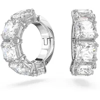 Swarovski Matrix Ohrclips, Kissenschliff, Weiß, Rhodiniert