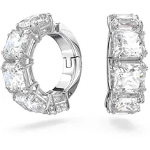 Swarovski Matrix Ohrclips, Kissenschliff, Weiß, Rhodiniert