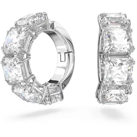 Swarovski Matrix Ohrclips, Kissenschliff, Weiß, Rhodiniert